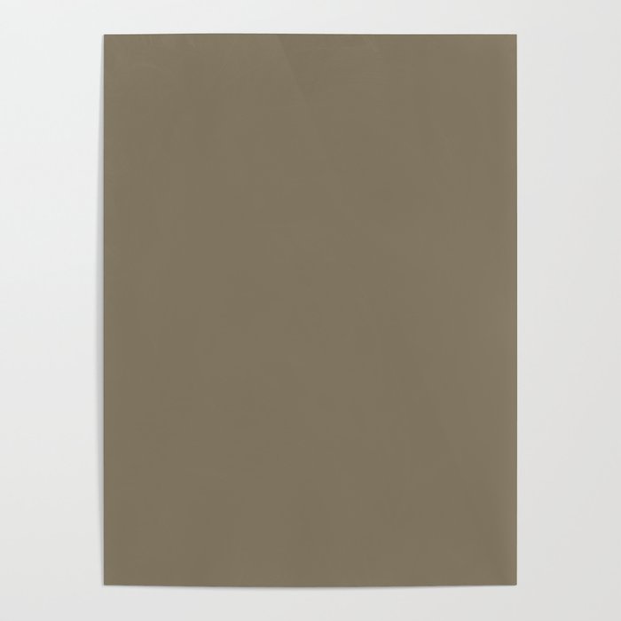 Dark Brown Solid Color Pantone Covert Green 18-0617 TCX Shades of Yellow Hues Poster