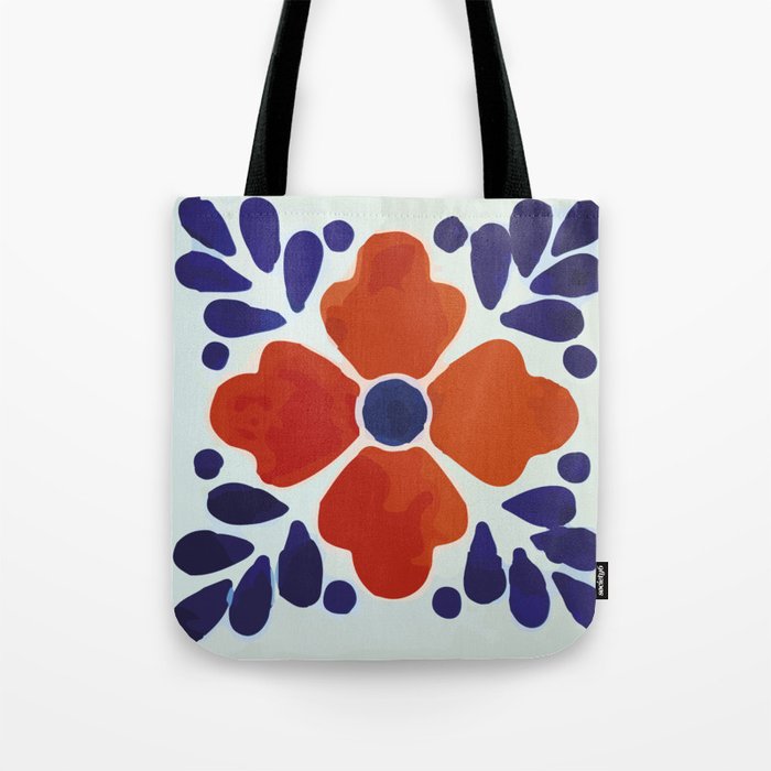 Classic flower and leaves hand painted mexican folk art Tote Bag