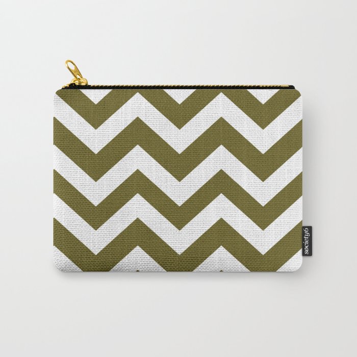 Antique bronze - green color - Zigzag Chevron Pattern Carry-All Pouch