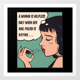 Popart nail polish black haired woman quote Art Print