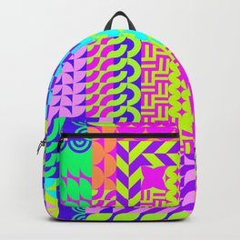 Abstract geometrical neon colors eclectic pattern Backpack