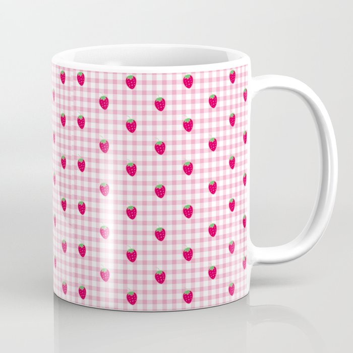 Strawberry Picnic Pattern (pink) Coffee Mug