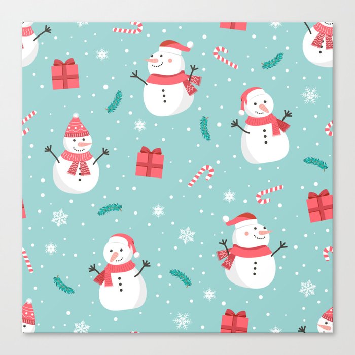 Seamless christmas snowman pattern  Canvas Print