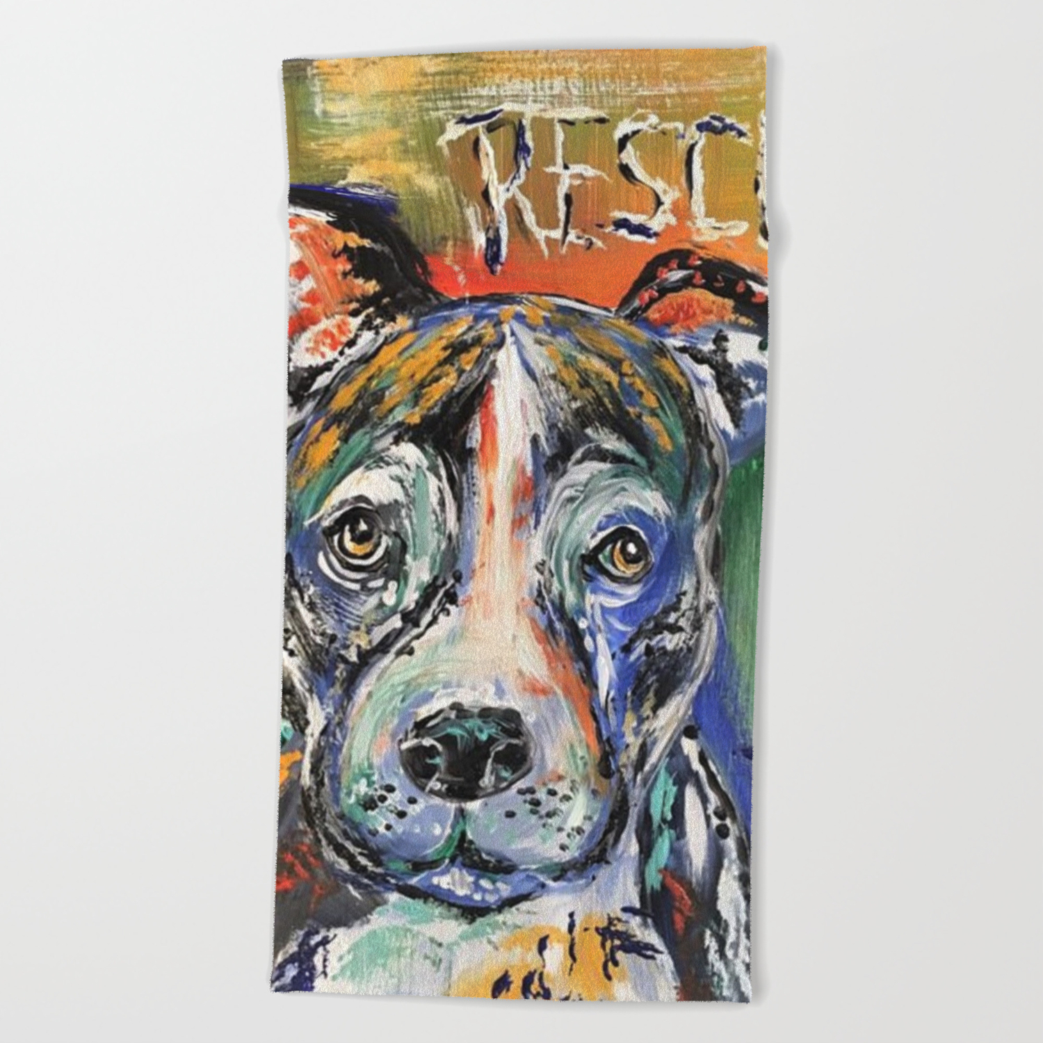 Rescue Dog Pitbull Animal Abstract Beach Towel By Cortayloo Society6