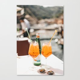 Italian Aperol Spritz for two | Spritzen in the Italian Riviera, cocktail photography travel print Canvas Print