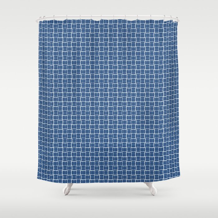 Blue Checkered simple pattern Shower Curtain