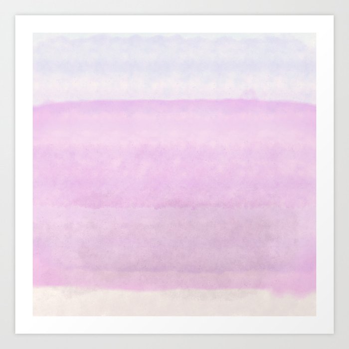 Pastel pink lilac ivory ombre watercolor Art Print