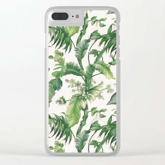Green tropical leaves Clear iPhone Case