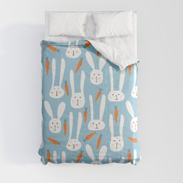Bunnies & Carrots - Blue Comforter