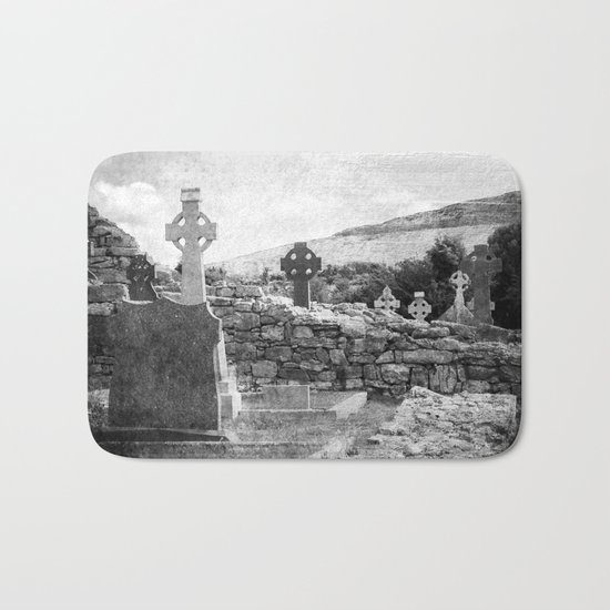 Halloween Graveyard | Horror | Black and White Cemetery | Gothic Graves | Bath Mat