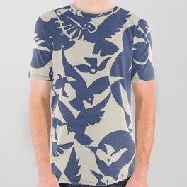 Pigeons In White and Blue (1928) All Over Graphic Tee