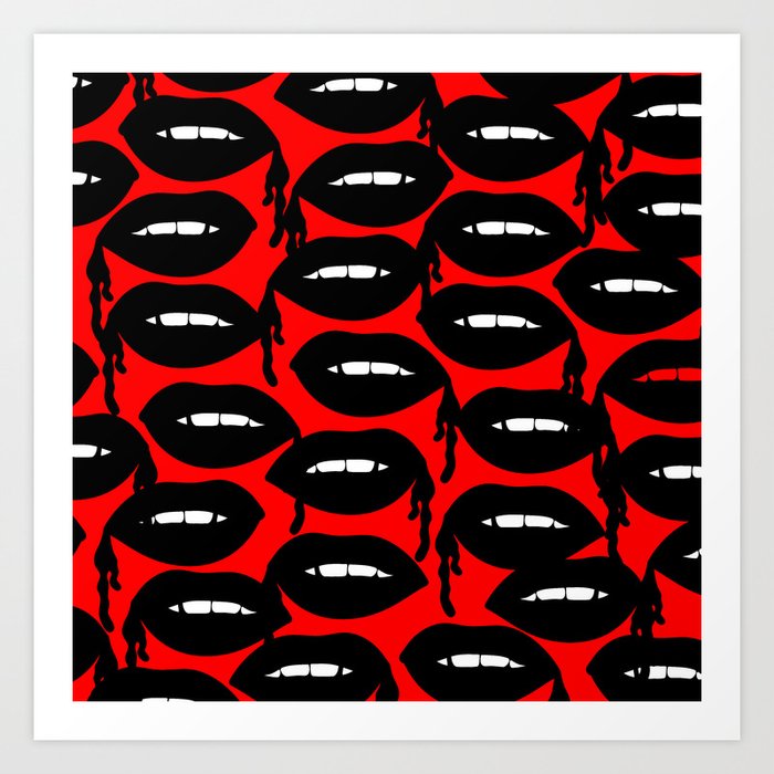 Bloody Lips in Red Art Print