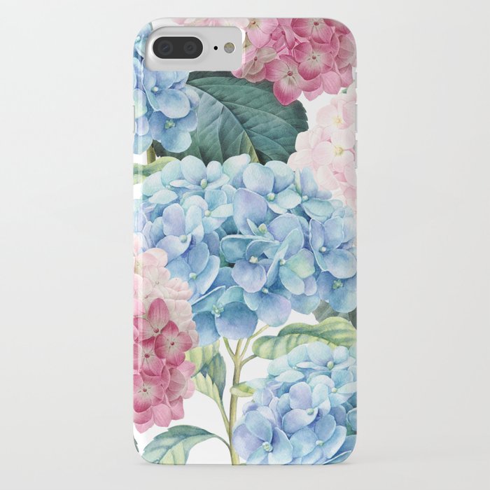 pink blue hydrangea iphone case