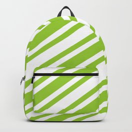 [ Thumbnail: Green and White Colored Striped Pattern Backpack ]