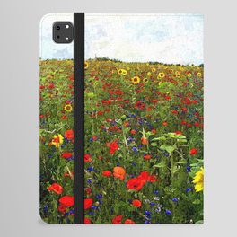 Field of Sunflowers, Bluebonnets, & Red Poppy landscape painting by J. Ferro & M. Bruggen iPad Folio Case