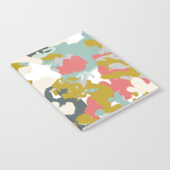 Rumor - Abstract painting, design pink mustard blue painterly design Notebook