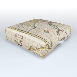 Vintage Map Print - A New Map of Present Italy, with Sicily, Sardinia and Corsica (1700) Outdoor Floor Cushion