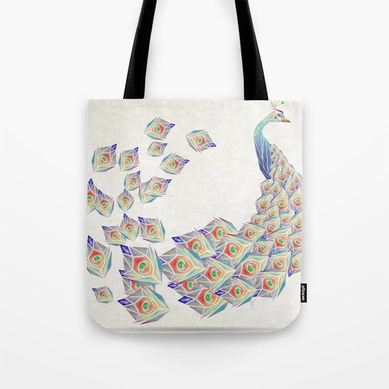 white peacock Tote Bag