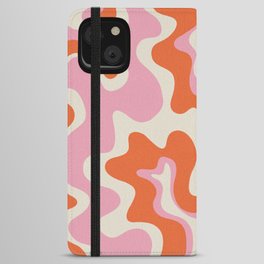 Pink and orange retro style liquid swirls iPhone Wallet Case