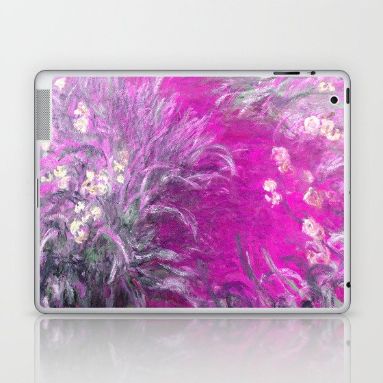 The Path through the Irises floral iris landscape painting by Claude Monet in alternate lavender pink Laptop & iPad Skin