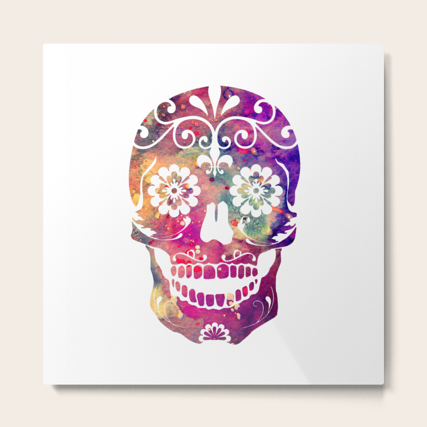 Sugar Skull 2 Watercolor Print Skull Illustration Wall Decor Home