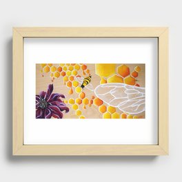 Save the Bees! Honey Bee Honeycomb Painting Geometric pattern Sweet Honey Insect and flower art Recessed Framed Print