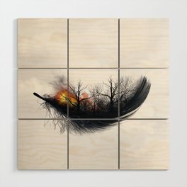 Fire Feather • Black Feather I Wood Wall Art