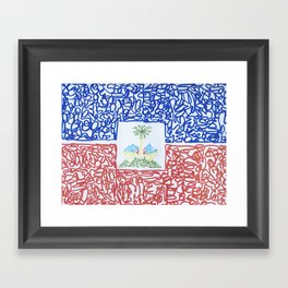haiti flag Framed Art Print