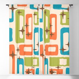 Retro Mid Century Modern Abstract Pattern 921 Googie Orange Chartreuse Turquoise Blackout Curtain
