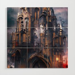 A Dark Gothic Cathedral Wood Wall Art