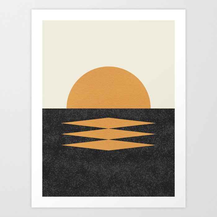 Sunset Geometric Midcentury style Art Print by MoonlightPrint | Society6
