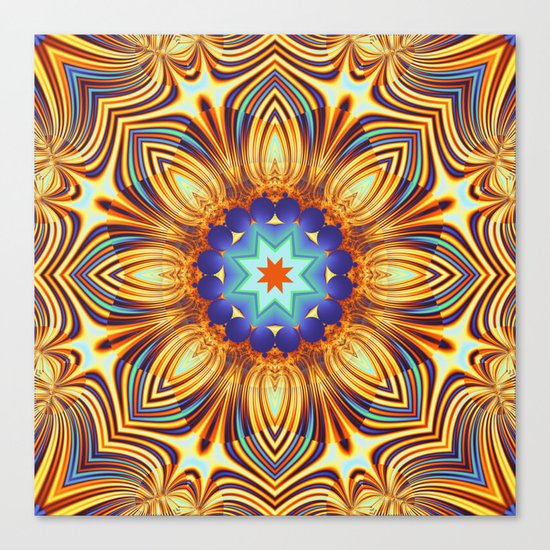 Kaleidoscope abstract with a flower shape and tribal patterns Canvas Print