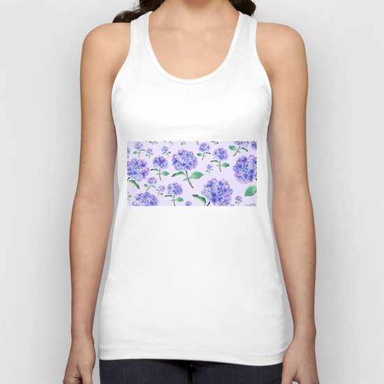 purple blue hydrangea in purple background Unisex Tank Top