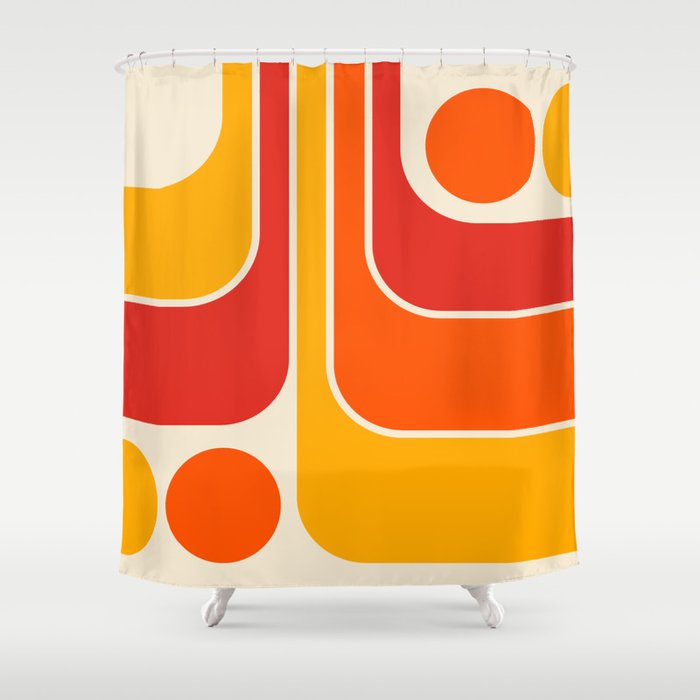 Retro Vintage Geometric Design 662 Red Orange Yellow and