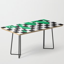 Black and white chessboard with green splash  Coffee Table