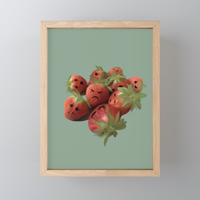 emotional strawberries Framed Mini Art Print