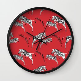Zebra In Red Wall Clock