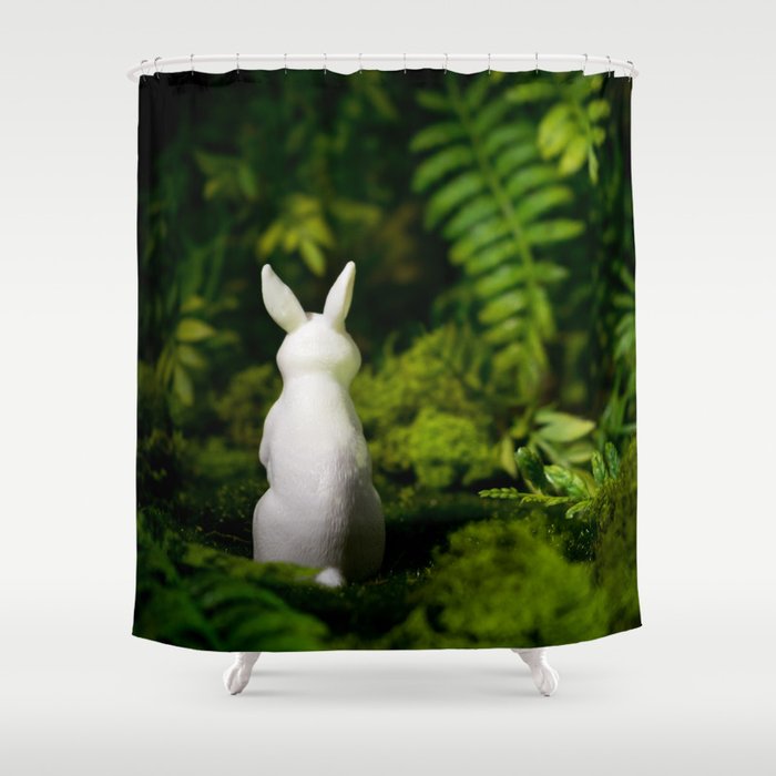 White Bunny with back turned Shower Curtain