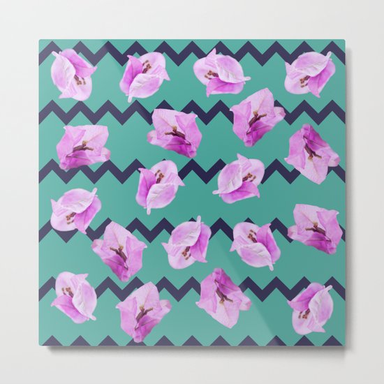 Floral Chevron Pattern Metal Print