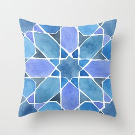 Watercolor Moroccan Tile Two Throw Pillow