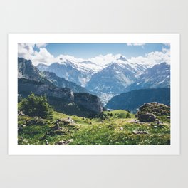 Swiss Alps Summer Landscape - Nature Photography - Jungfrau Mountain Peak Art Print