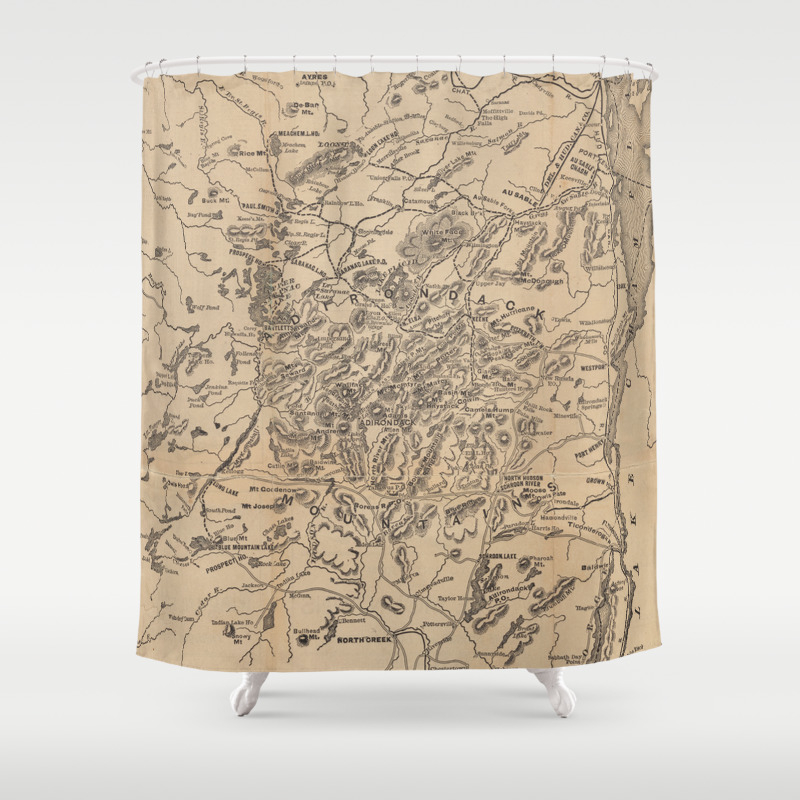 Vintage Map Of The Adirondack Mountains 1880 V 2 Shower Curtain