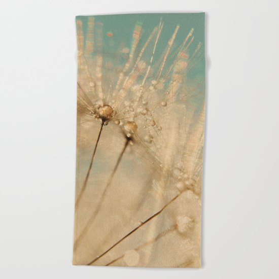 dandelion gold and mint Beach Towel