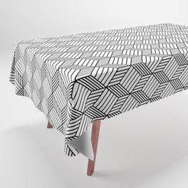 seamless pattern black and white cube and stripe Tablecloth
