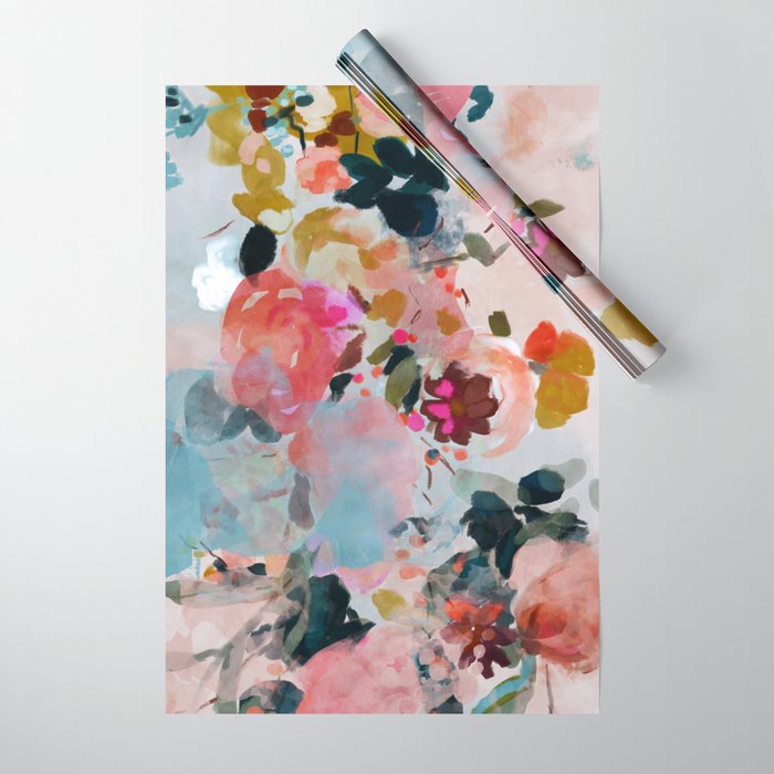 floral bloom abstract painting Wrapping Paper
