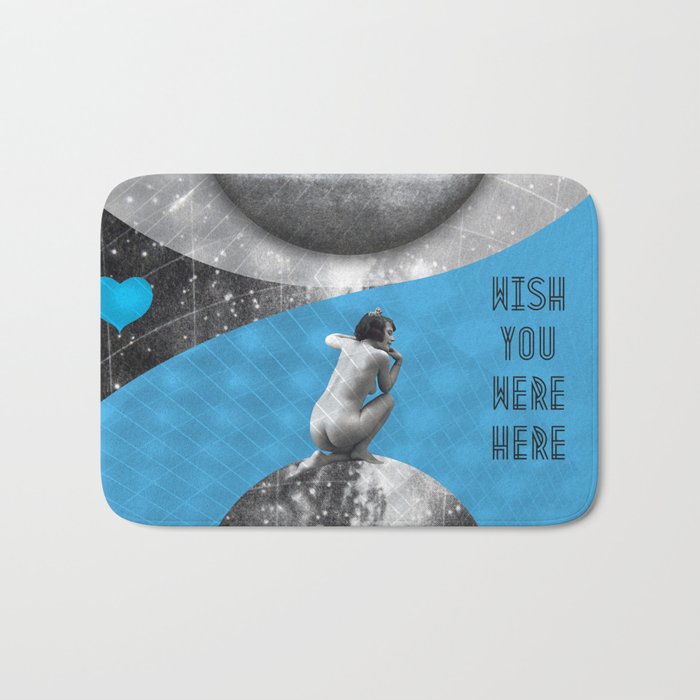 Love Quote Retro Vintage Nude Woman Space Planet Wish You Were Here Rock Music Song Lyrics Bath Mat