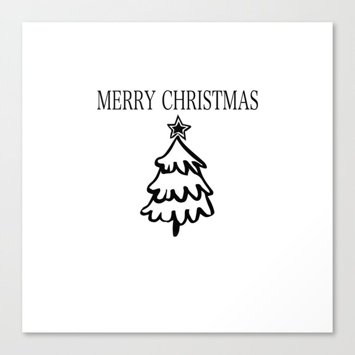 Merry Christmas Tree black and white Canvas Print