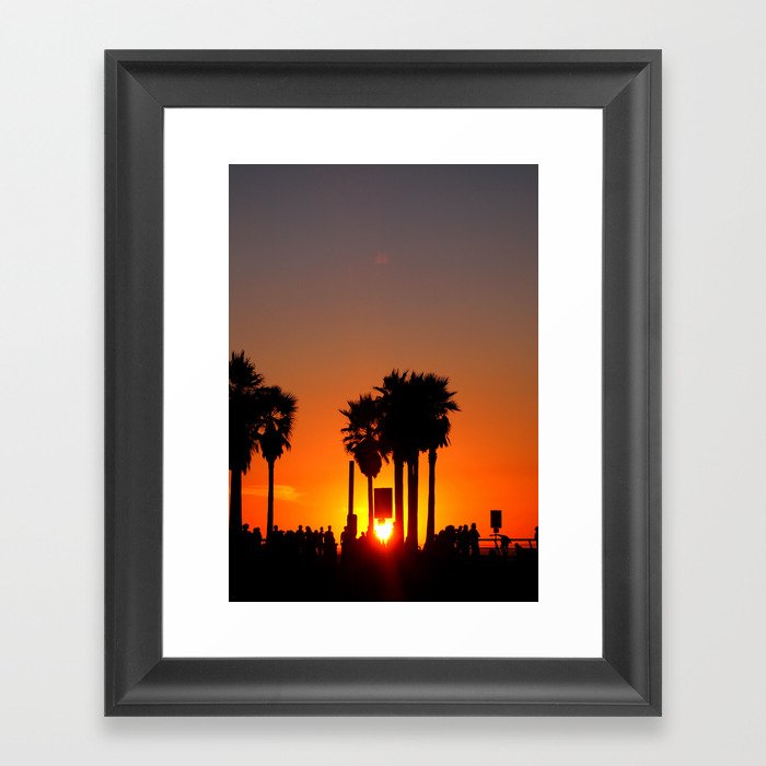 Venice Beach Sunset Framed Art Print