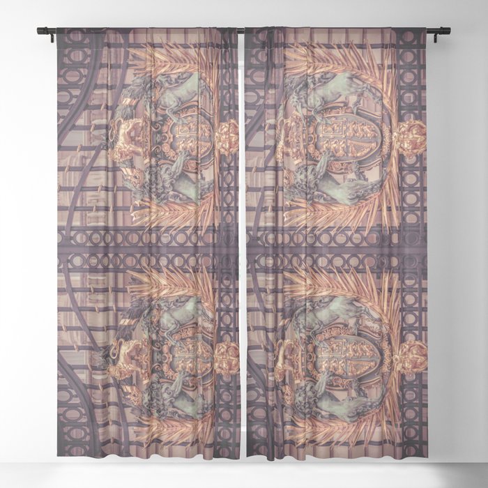 Royal Coat of Arms on the Gates of Buckingham Palace London Sheer Curtain