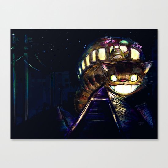 Cat Bus is In Your Town! Miyazaki Tribute Digital Fan Painting Canvas Print